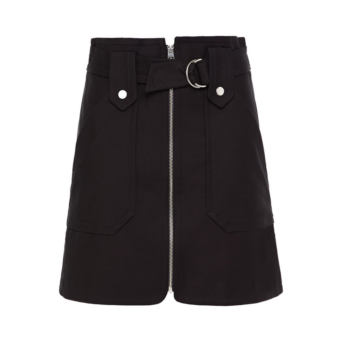 Ba&Sh 'Walter' Black Belted Zip-Detailed Stretch-Cotton Twill Mini Skirt Size XS