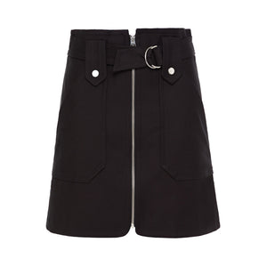 Ba&Sh 'Walter' Black Belted Zip-Detailed Stretch-Cotton Twill Mini Skirt Size XS