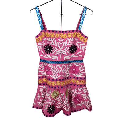 Alexis Embroidered Aurora Pink Venise Dress Size S