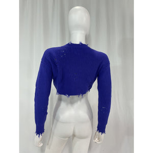 Retrofête 'Cropped' Blue Devin Sweater Size XXS