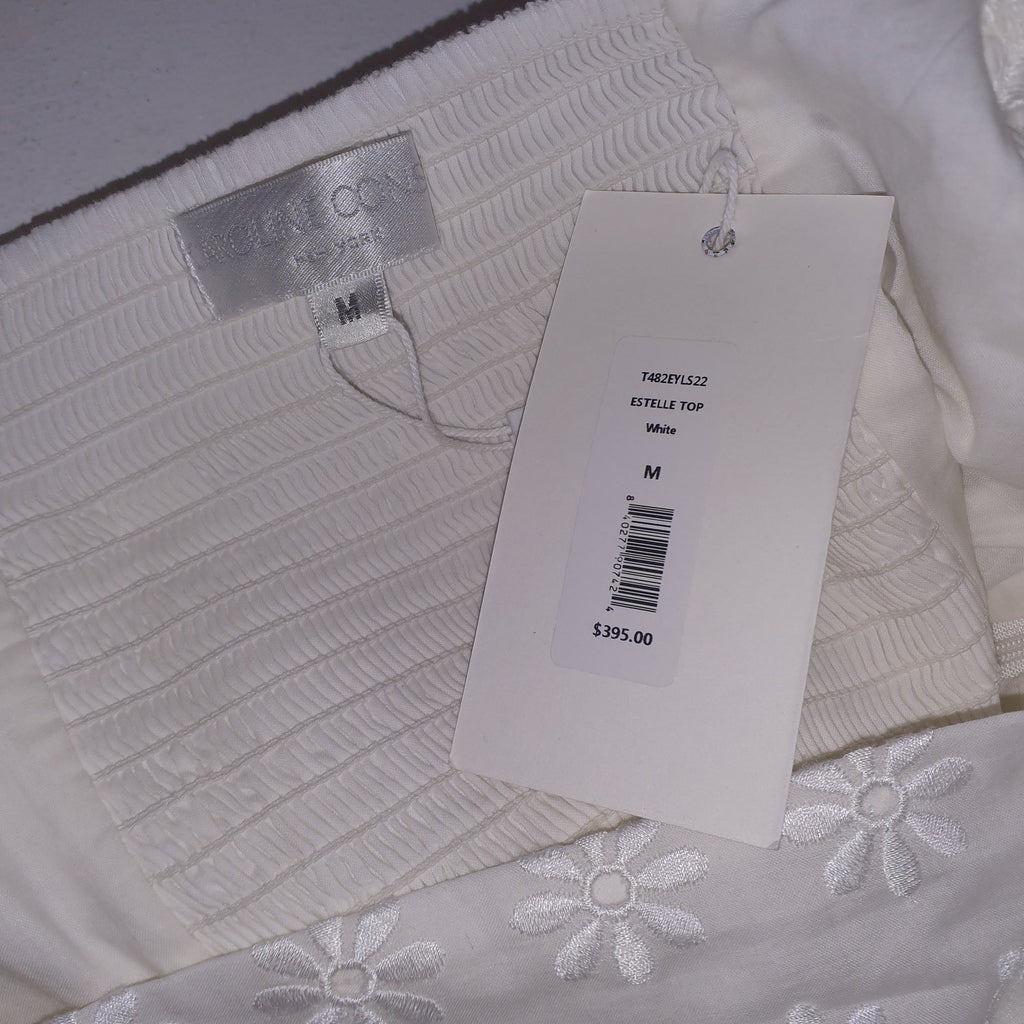 Caroline Constas Cropped White Ruffled Broderie 'Anglaise' Cotton Top Size M - NWT