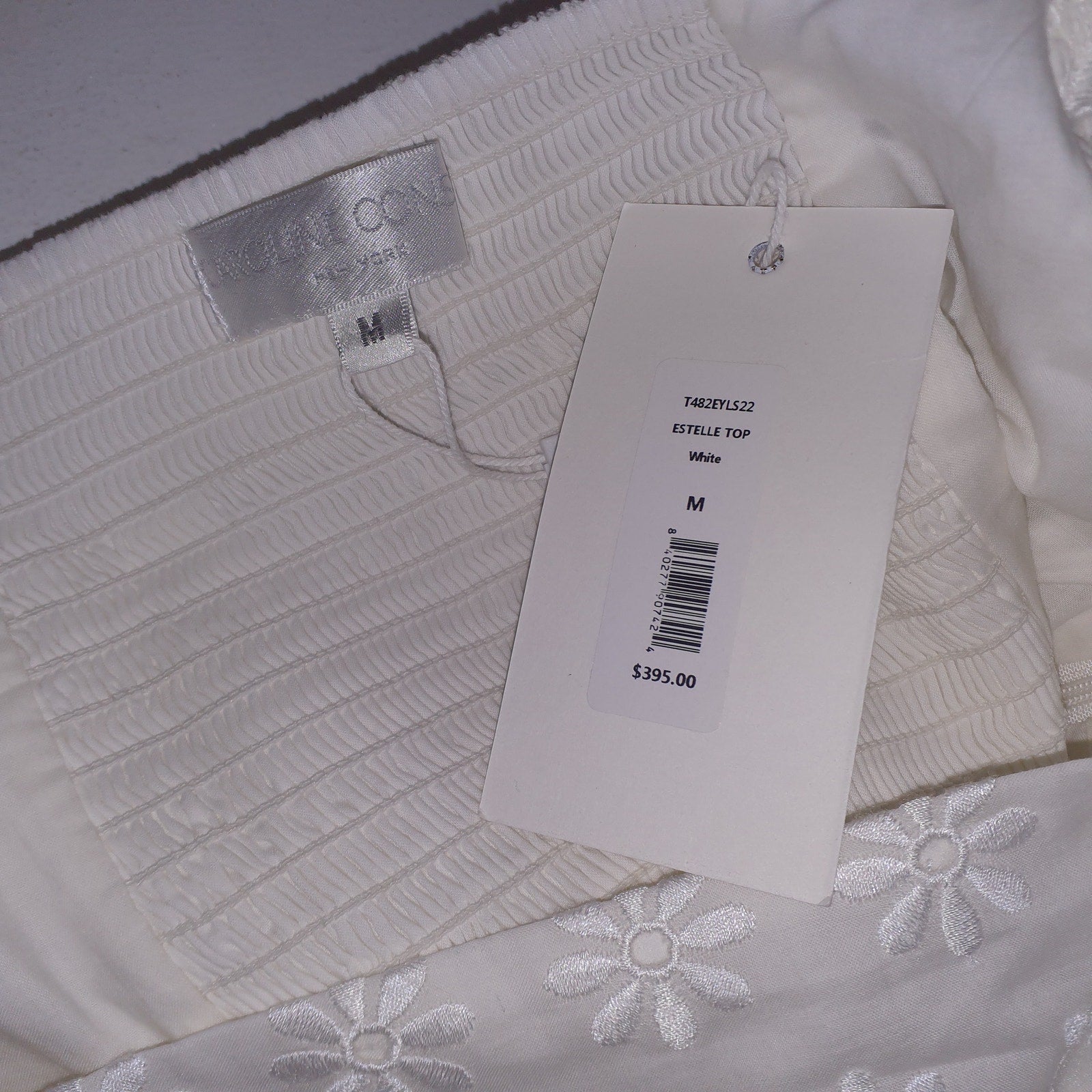 Caroline Constas Cropped White Ruffled Broderie 'Anglaise' Cotton Top Size M - NWT