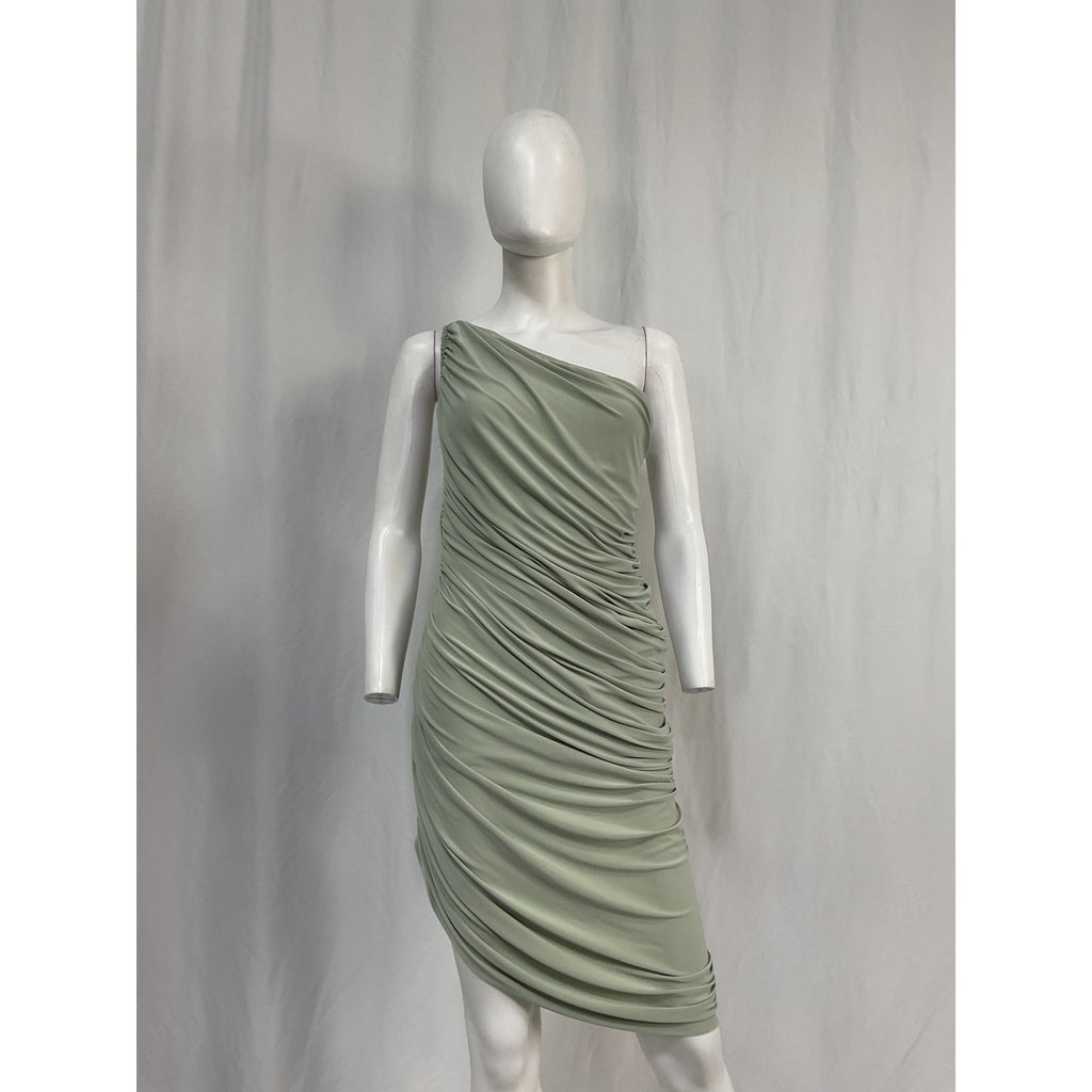 Norma Kamali 'Pickleball' Green Polyester Diana Mini Dress Size L