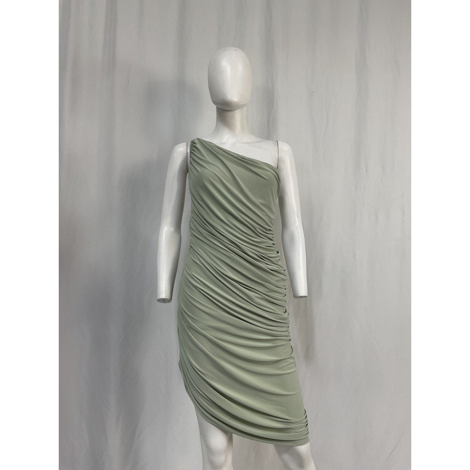 Norma Kamali 'Pickleball' Green Polyester Diana Mini Dress Size L