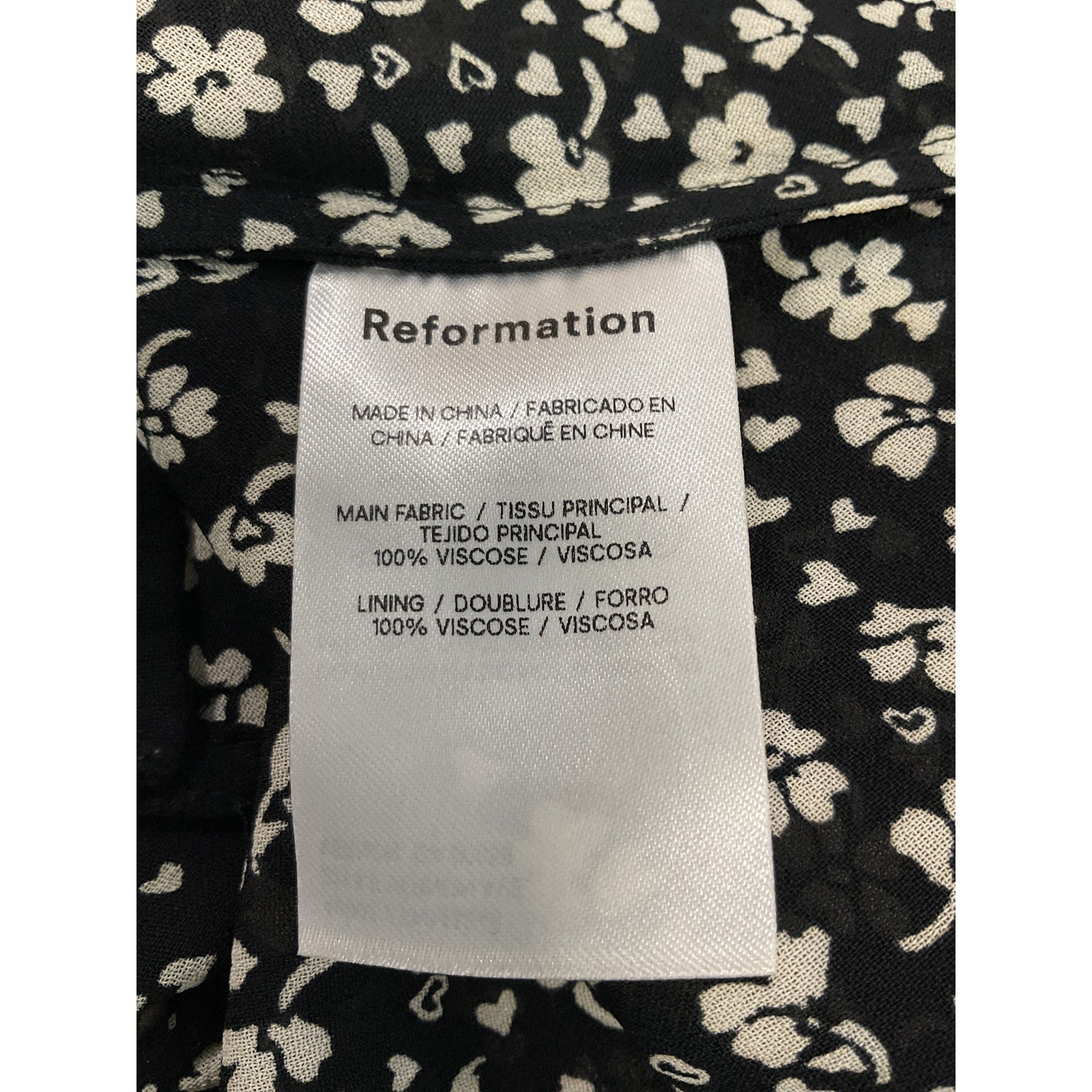 Reformation 'Britta' Black Top Size M