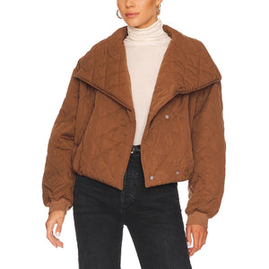 Blank Nyc Quilted Brown Shawl Collar Puffer Jacket Size M