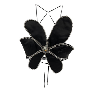 Area Embellished Black Mussel Flower Top Size 0