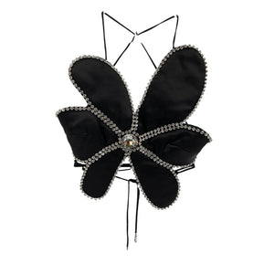 Area Embellished Black Mussel Flower Top Size 0