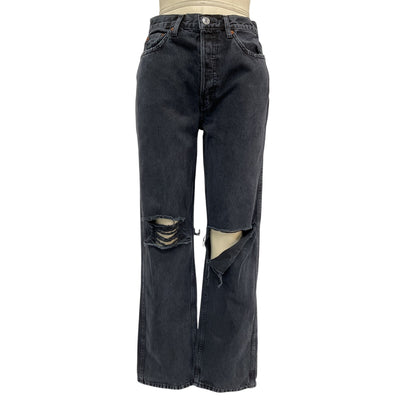 Re/Done High-Rise Black Cotton Loose Jeans Size 27
