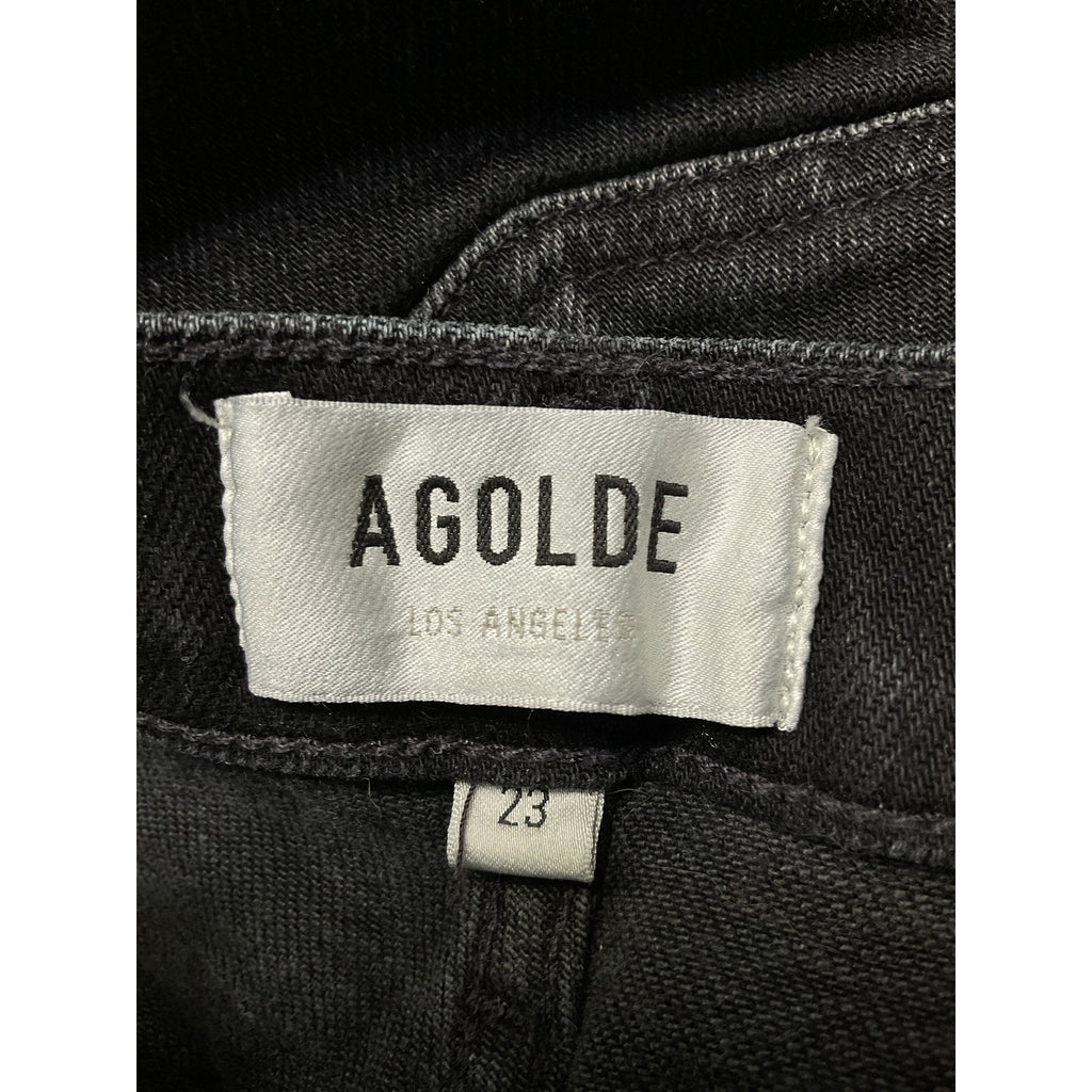 Agolde 'Harper' Black Mid Rise Wide Straight Denim Jean Size 23
