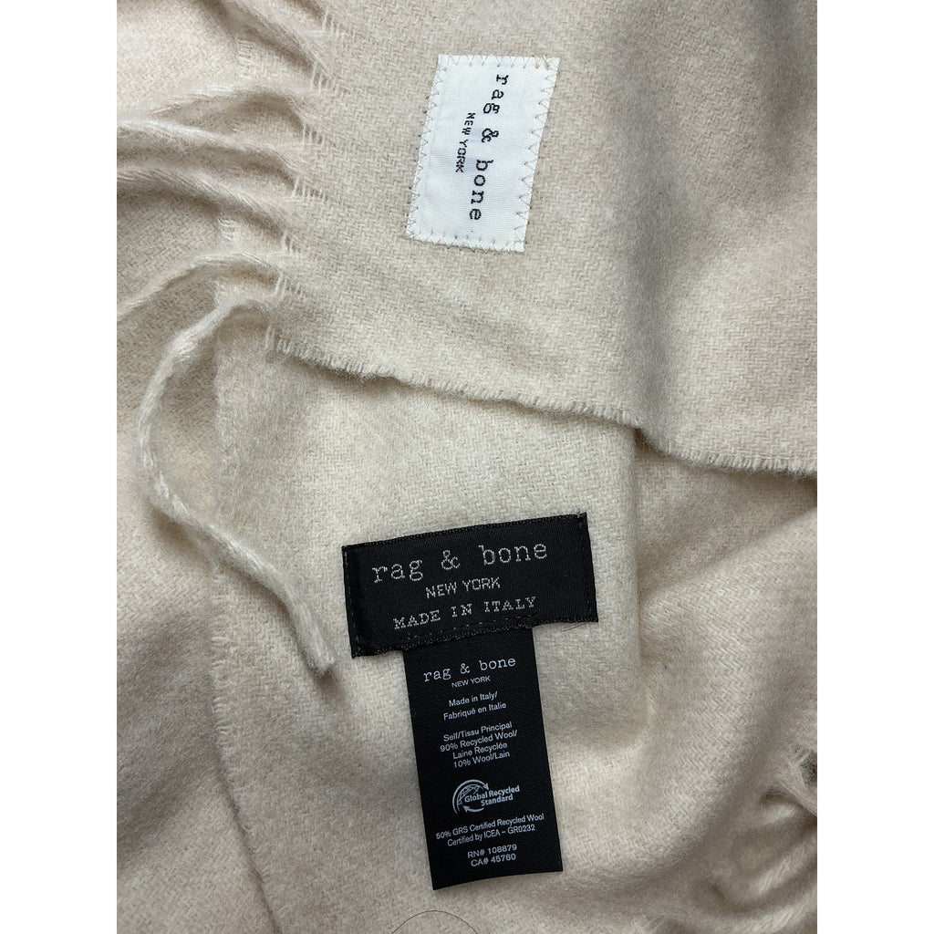 Rag & Bone Recycled White Wool Mercer Classic Scarf Size OS