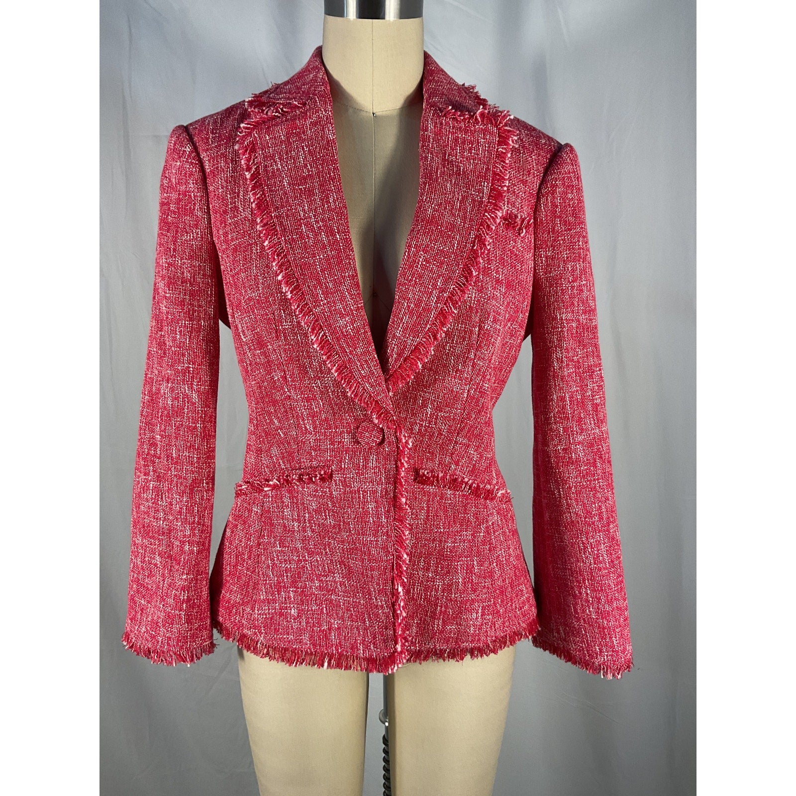 Cinq A Sept 'Katrice' Red Cotton Tweed Blazer Size 0 - NWT