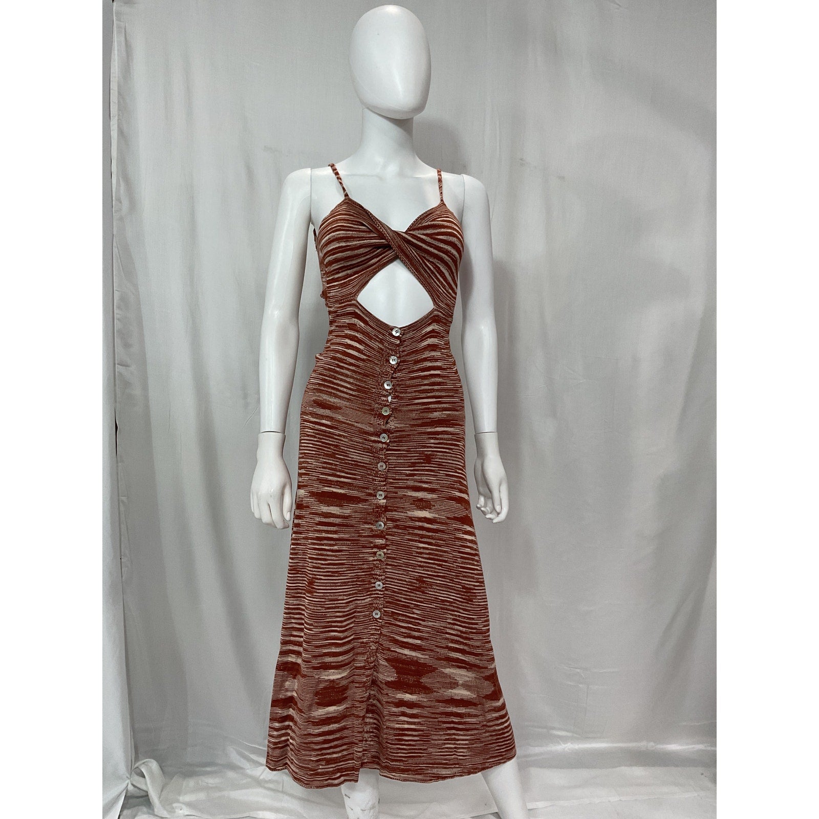For Love & Lemons 'Isabela' Brown Midi Dress Size S