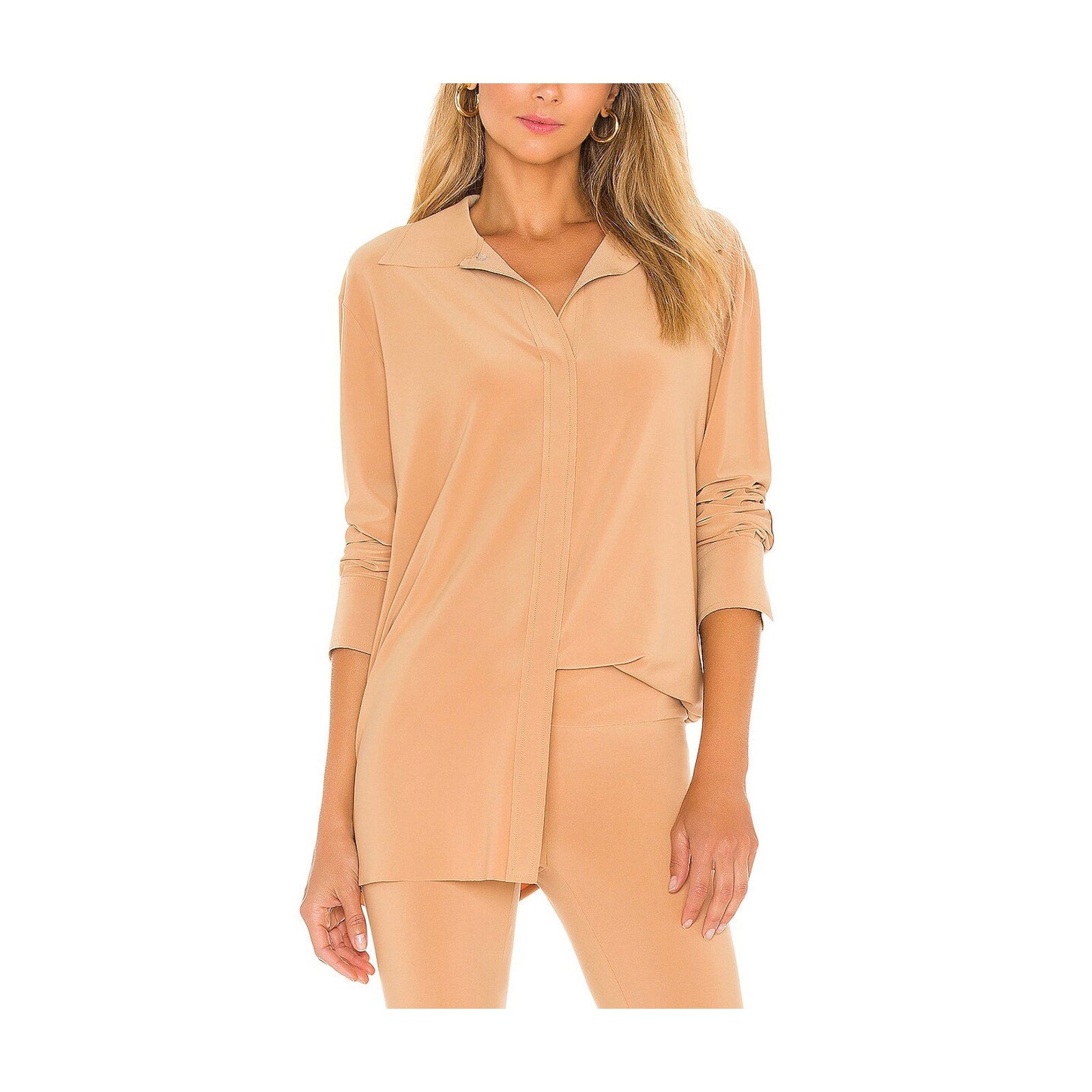 Norma Kamali Boyfriend Tan Polyester Nk Shirt Size M - NWT