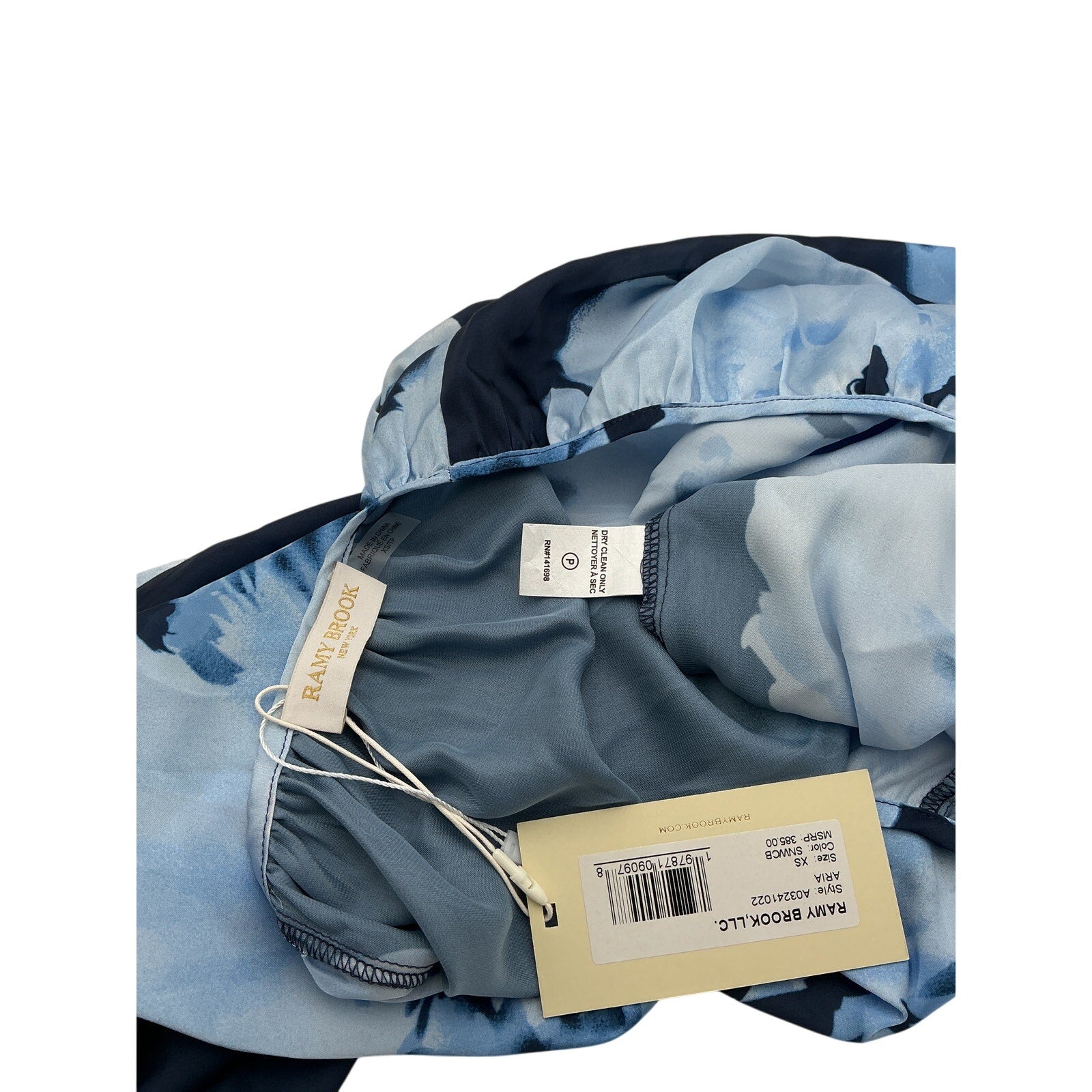 Ramy Brook 'Aria' Blue Polyester Long Sleeve Blouse Size XS