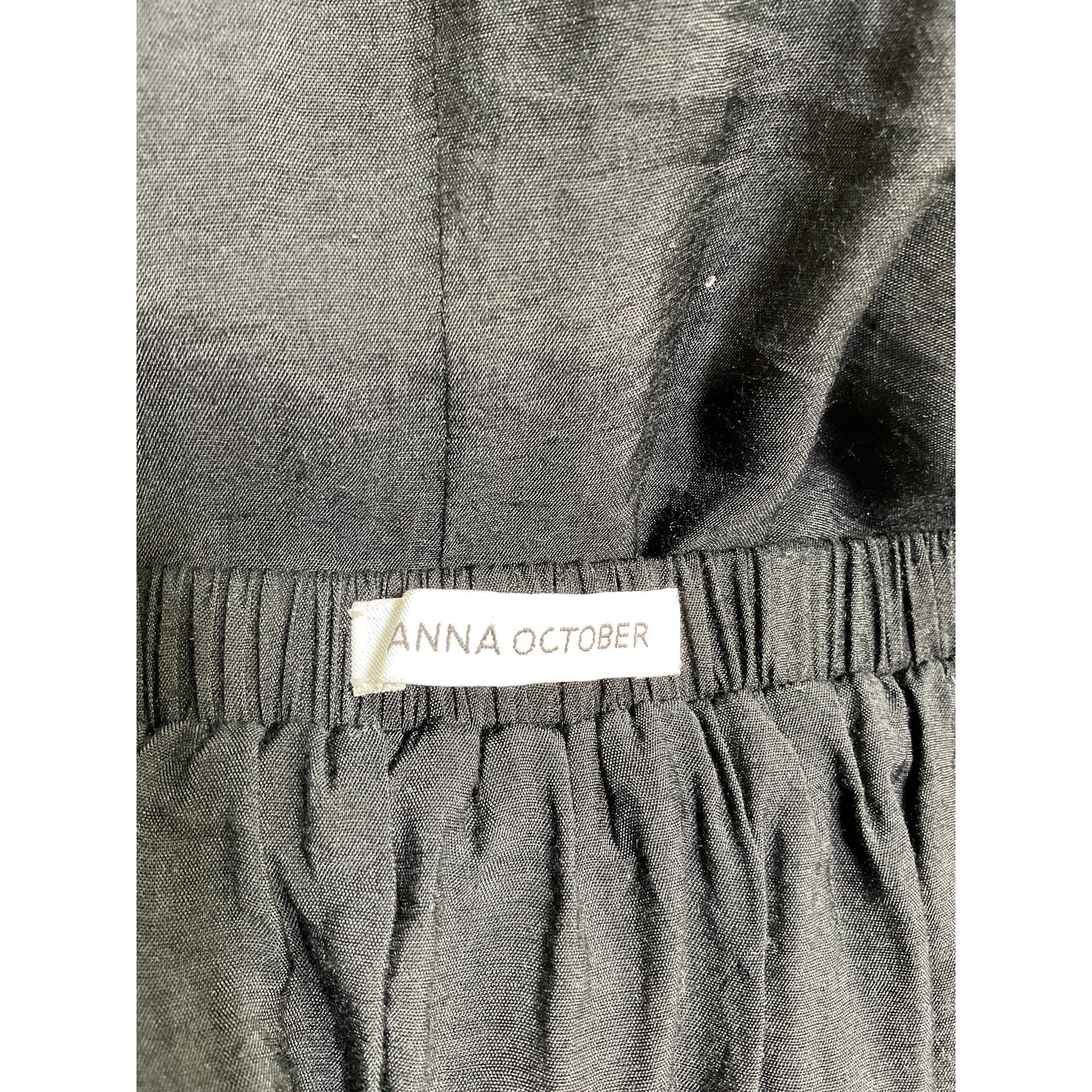 Anna October Black Viscose Ruffle Embellishment Midi Length Skirt Size XS