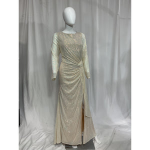 Mac Duggal 'Sequin' White Long Sleeve Sequin Gown Size 12