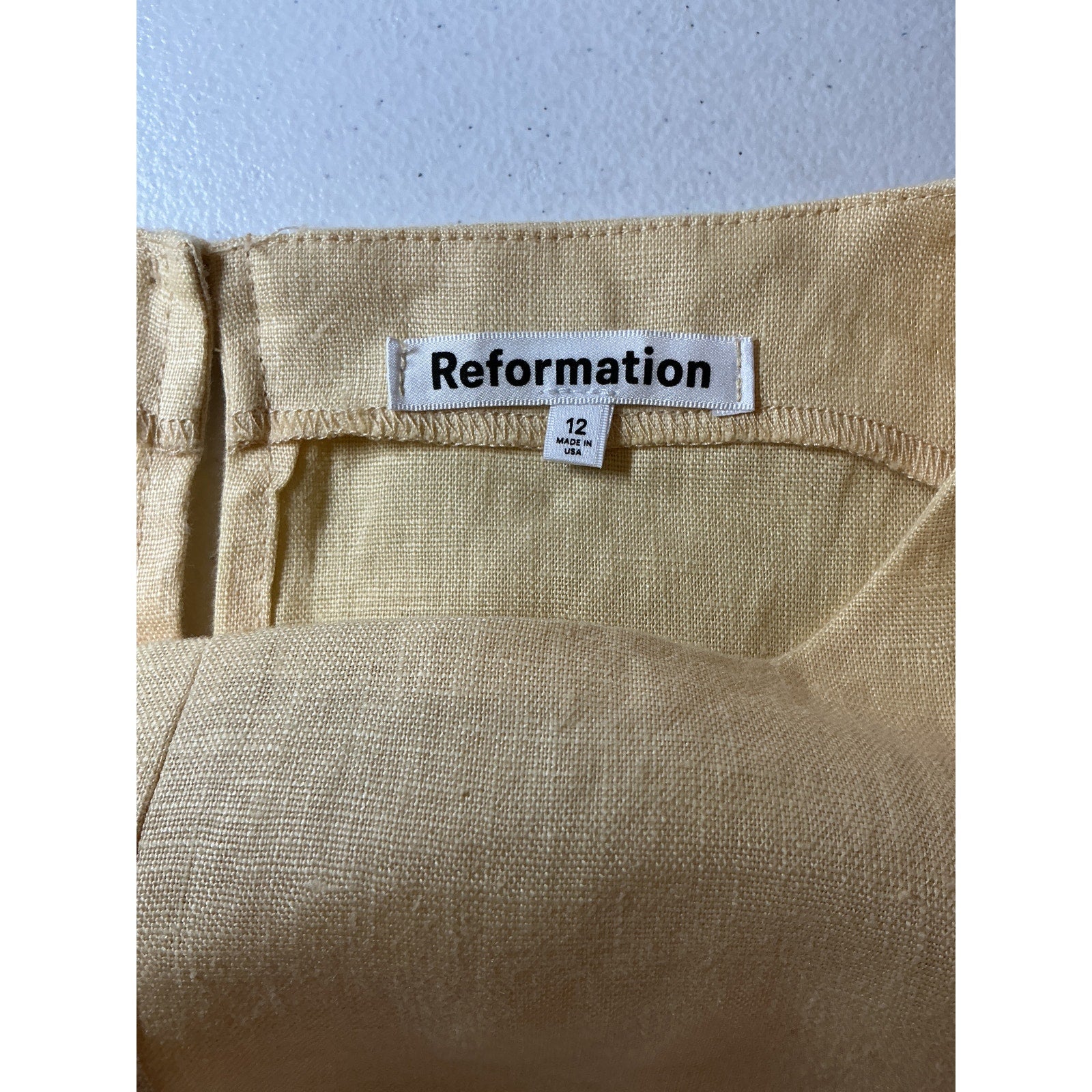 Reformation 'Citron' Yellow Linen Dress Size 12