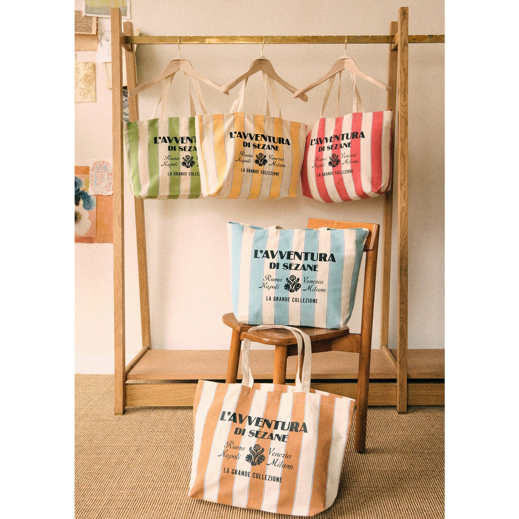 S�zane 'L'Avventura' Yellow Canvas Cotton Tote Bag