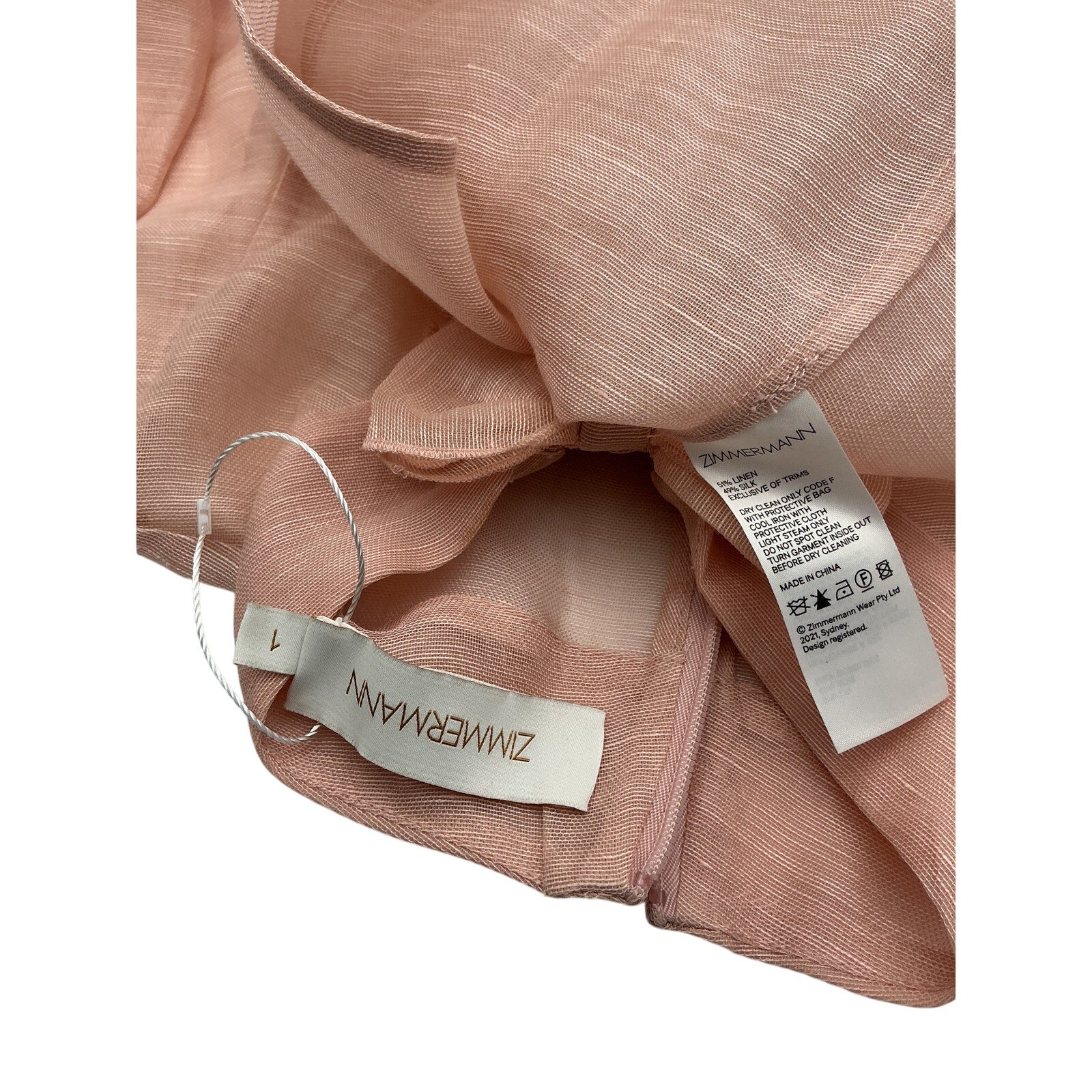 Zimmermann 'Postcard' Pink Linen Bow Blouse Size 1