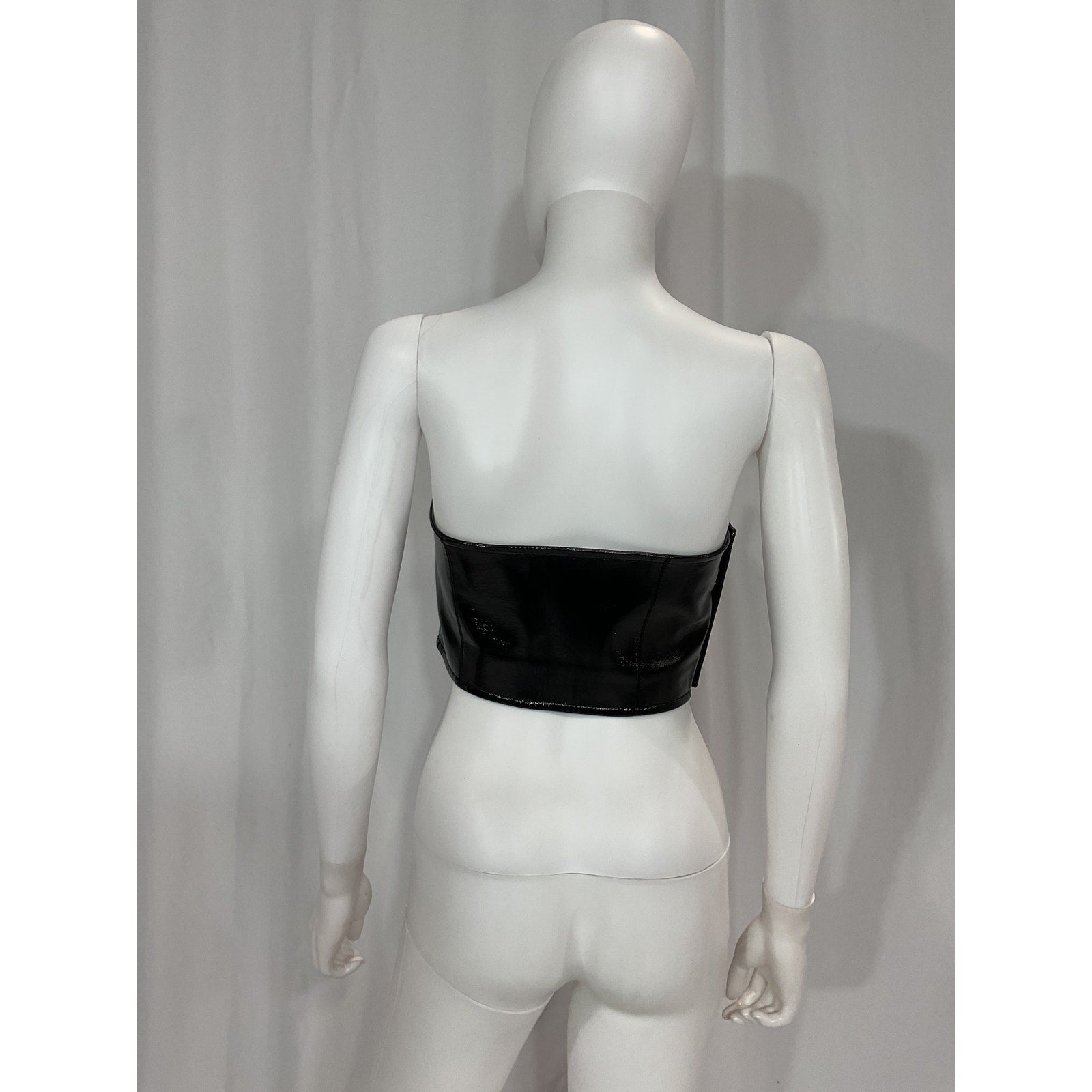Aleksandre 'Akhalkatsishvili' Black Button Corset Faux-Leather Tank Top Size L