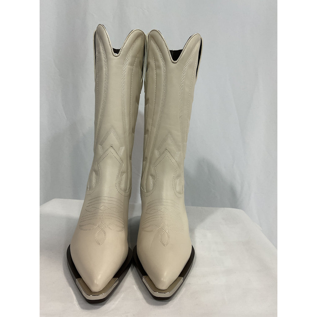 Lola Cruz 'Nevery' White Leather Western Stiching Boot Size 6