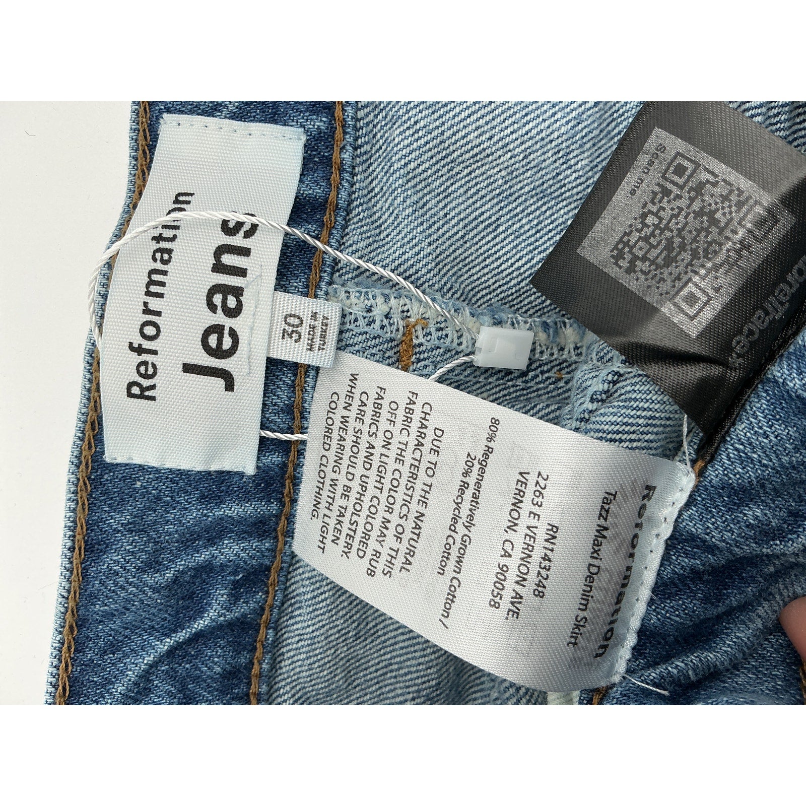 Reformation 'Tazz' Blue Cotton Maxi Denim Skirt Size 30