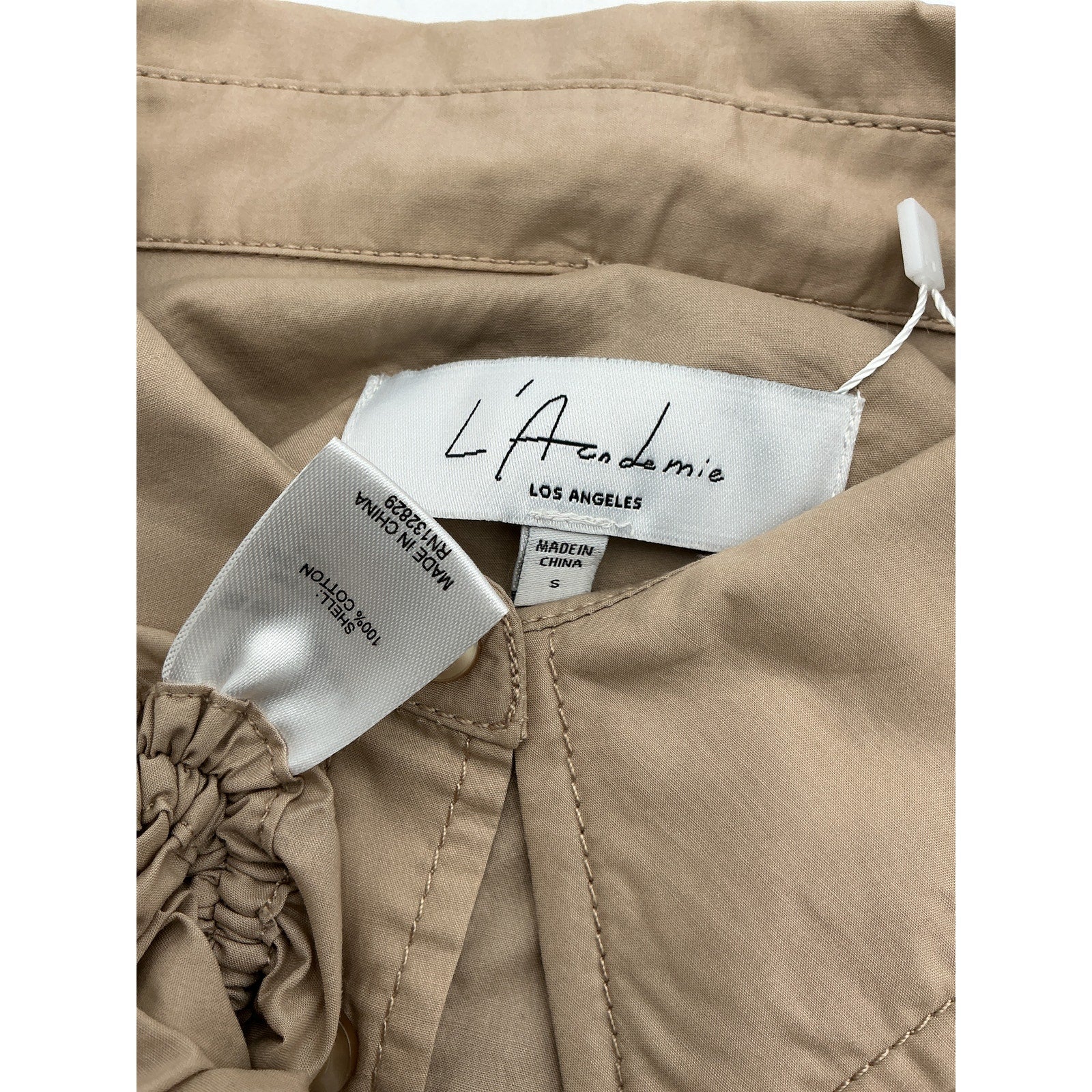 L'Academie 'The Lena' Tan Cotton Blouse Size S