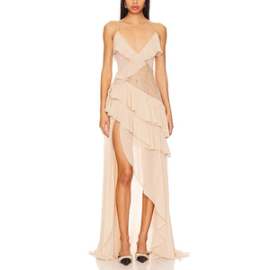 Ronny Kobo Ruffled Tan Luke Dress Size S