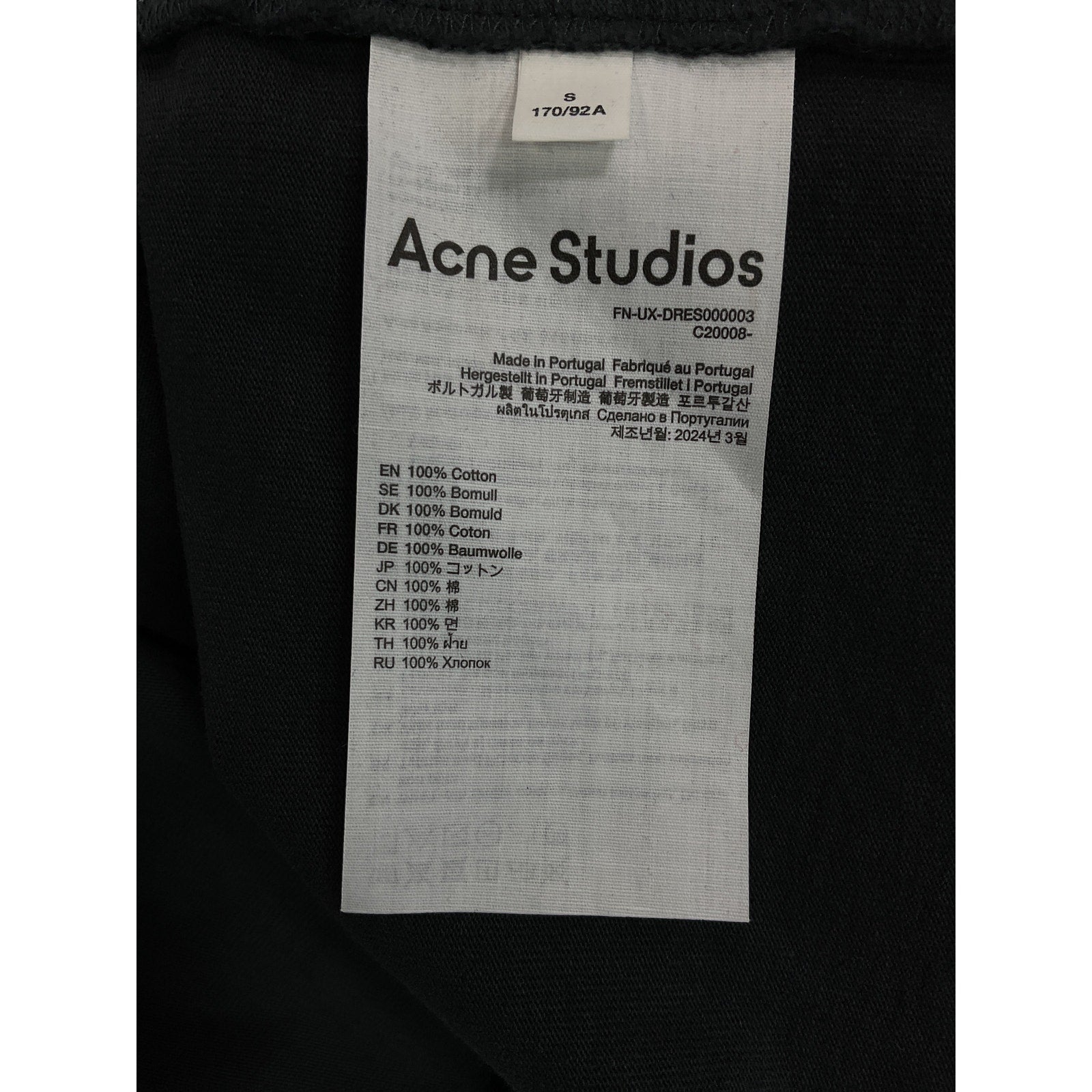 Acne Studios Black T-Shirt Mini Logo Crewneck Dress Size S