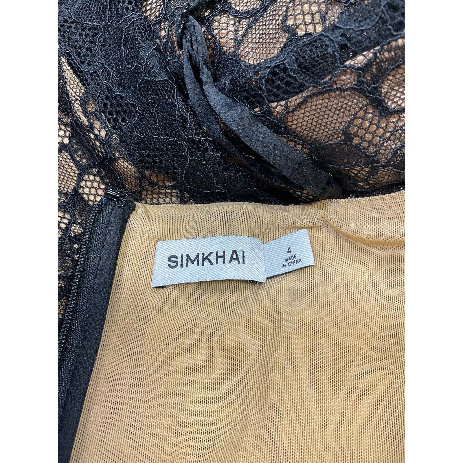Simkhai 'Ruth' Black Polyamide Bustier Midi Dress Size 4