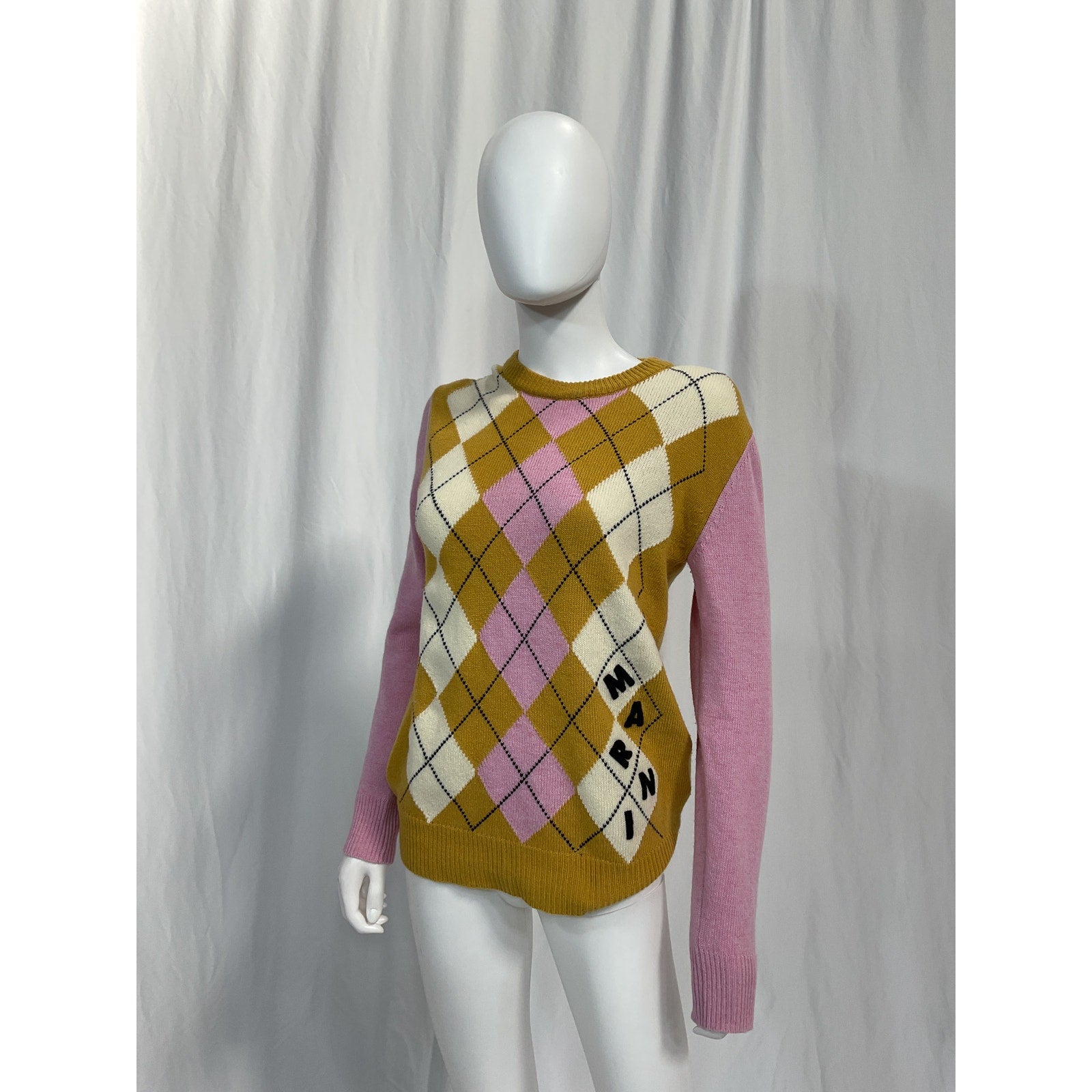 Marni 'Crew' Pink Neck Logo Sweater Size 40