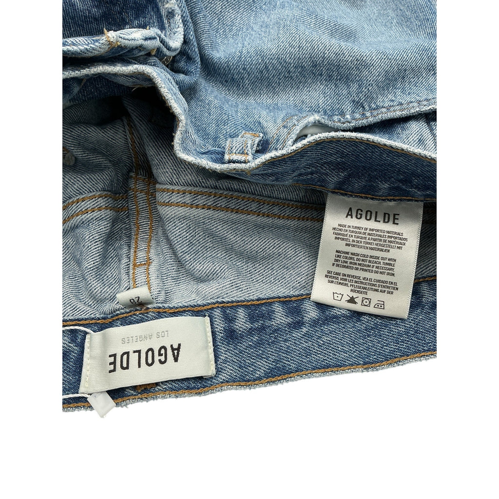 Agolde '90S' Blue Cotton Mid Rise Straight Fit Jeans Size 28