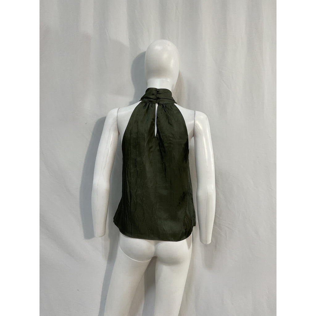 Simkhai 'Katana' Green Polyester Twist Front Halter Top Size S