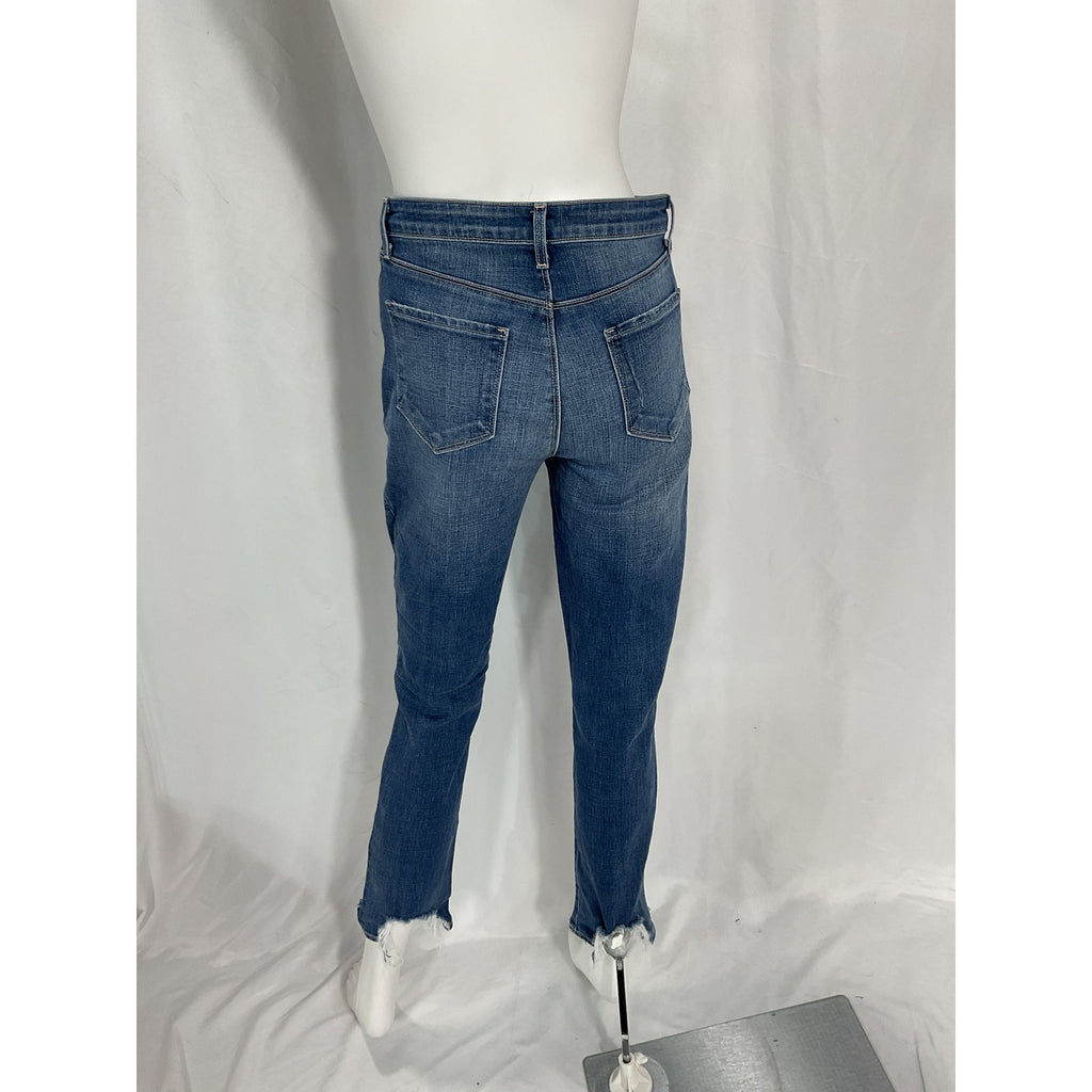 L'Agence High Line Blue High Rise Skinny Distressed Denim Jean Size 27