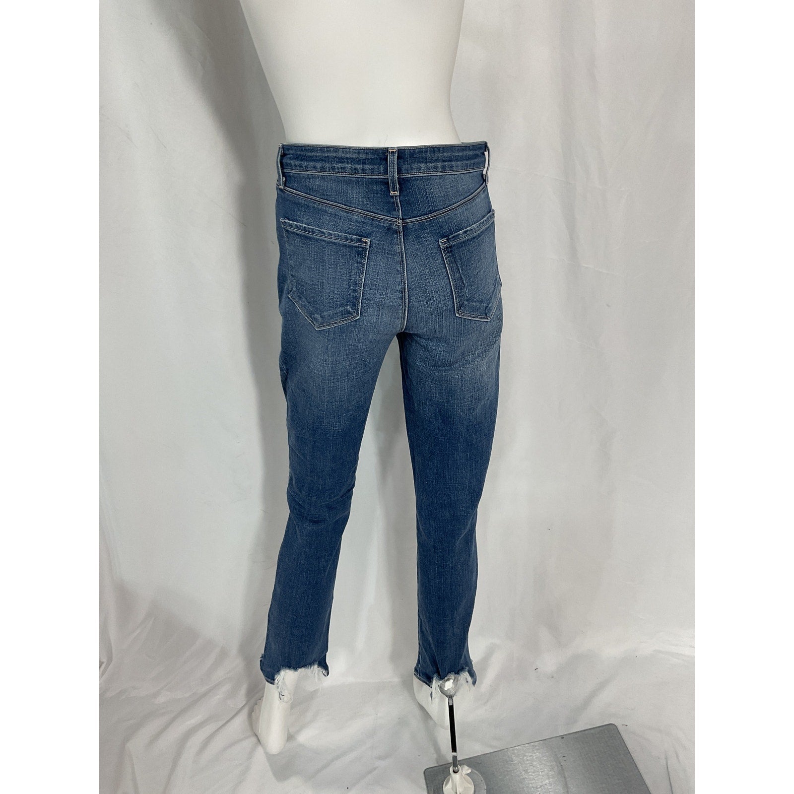 L'Agence High Line Blue High Rise Skinny Distressed Denim Jean Size 27
