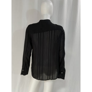 Vince 'Drapey' Black Stripe Band Collar Button-Up Shirt Size S