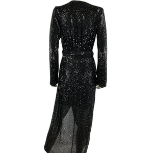 Halston Sequined Black Falan Dress Size 6