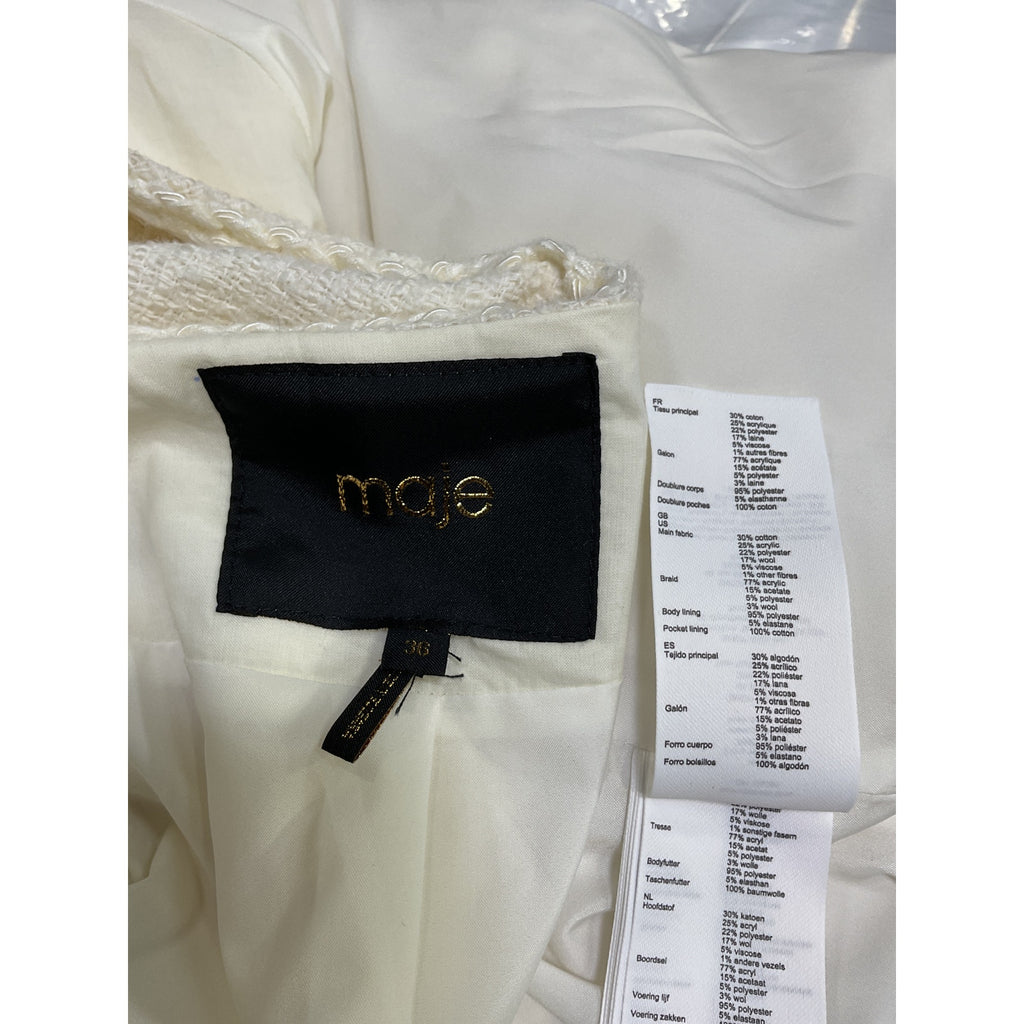 Maje 'Belted' Cream Cotton Jacket Size 36