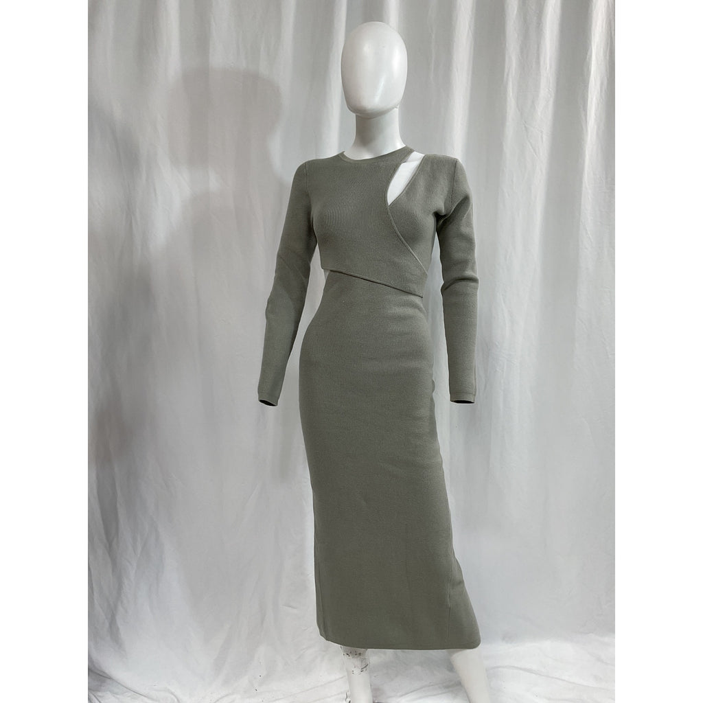 Atoir 'Ellington' Grey Cut Out Back Vent Dress Size XS