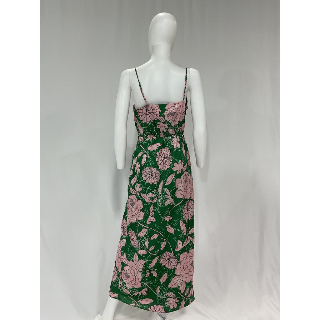 Milly 'Lilliana' Green Cowlneck Floral Midi-Dress Size 4