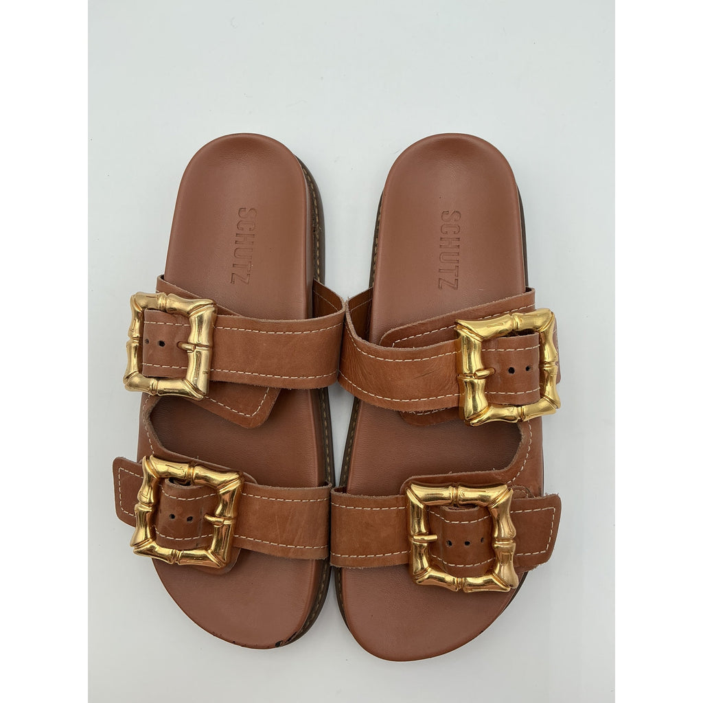 Schutz 'Enola' Brown Leather Sporty Sandal Size 7.5