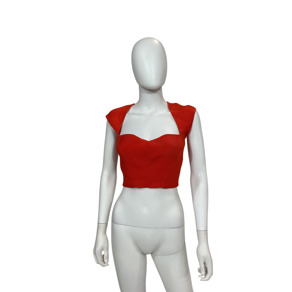 Simkhai 'Abia' Red Rayon Compact Cropped Tee Size S