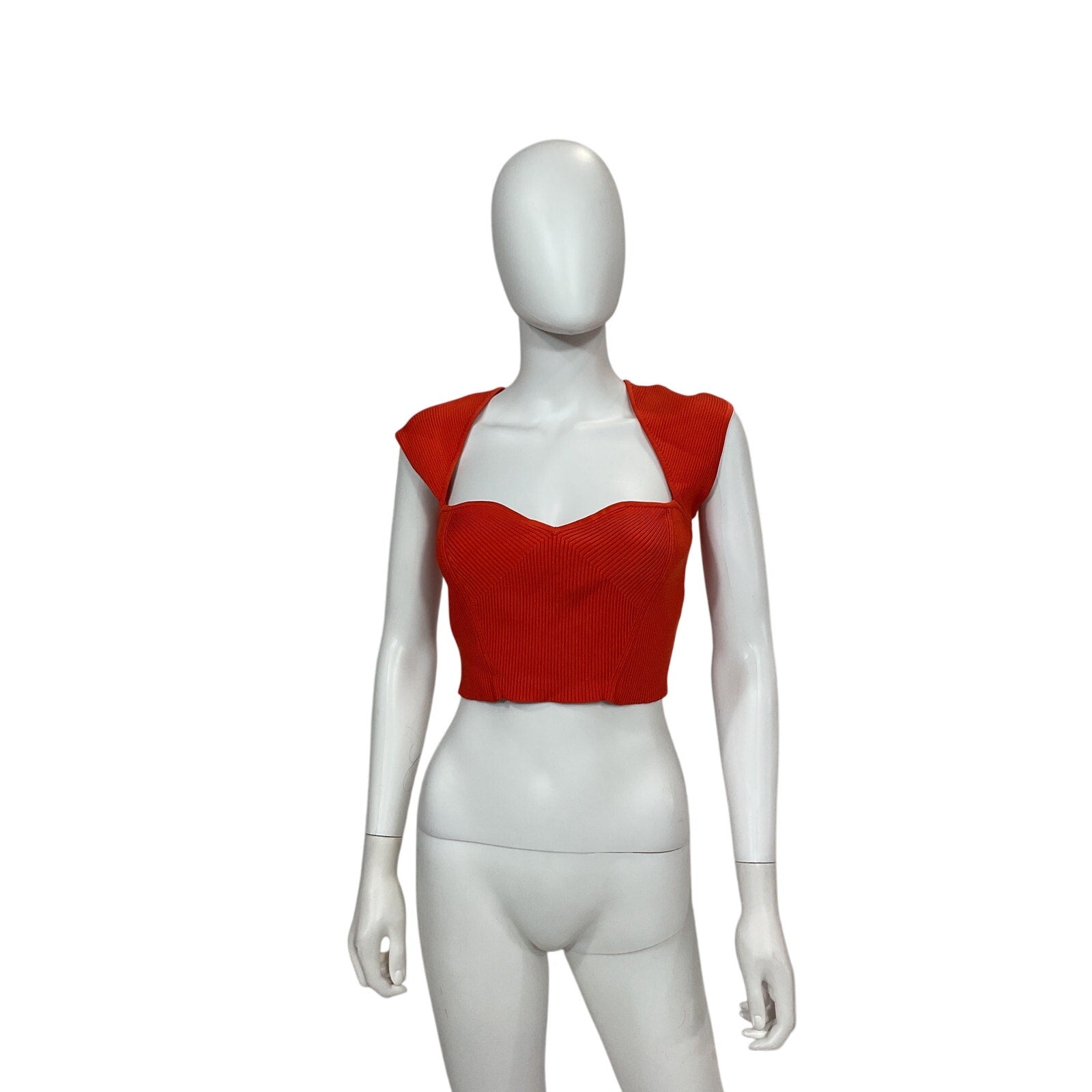 Simkhai 'Abia' Red Rayon Compact Cropped Tee Size S