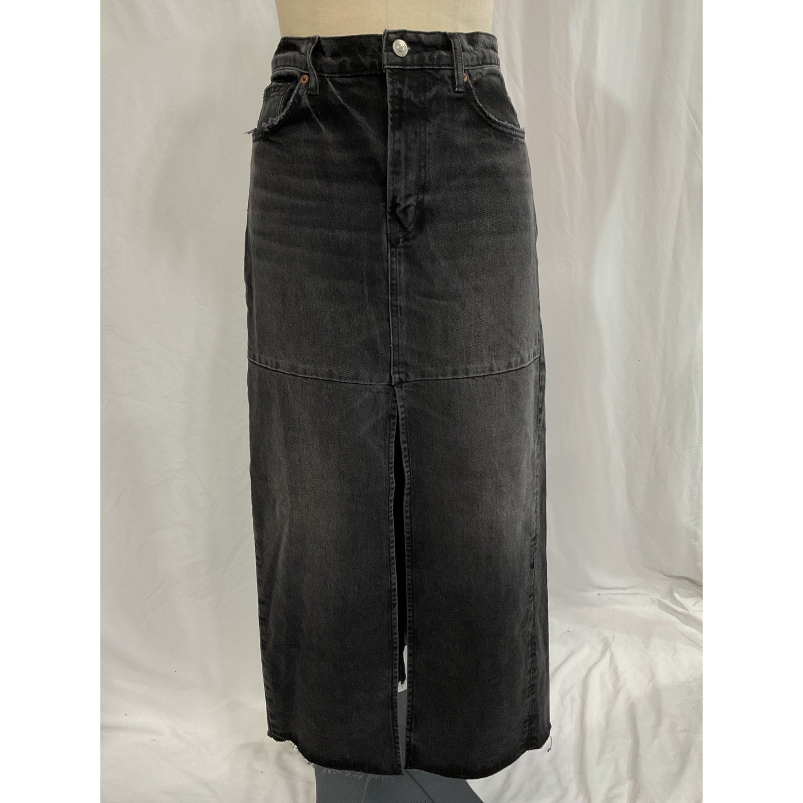 Reformation 'Tazz' Black Maxi Denim Jean Skirt Size 27