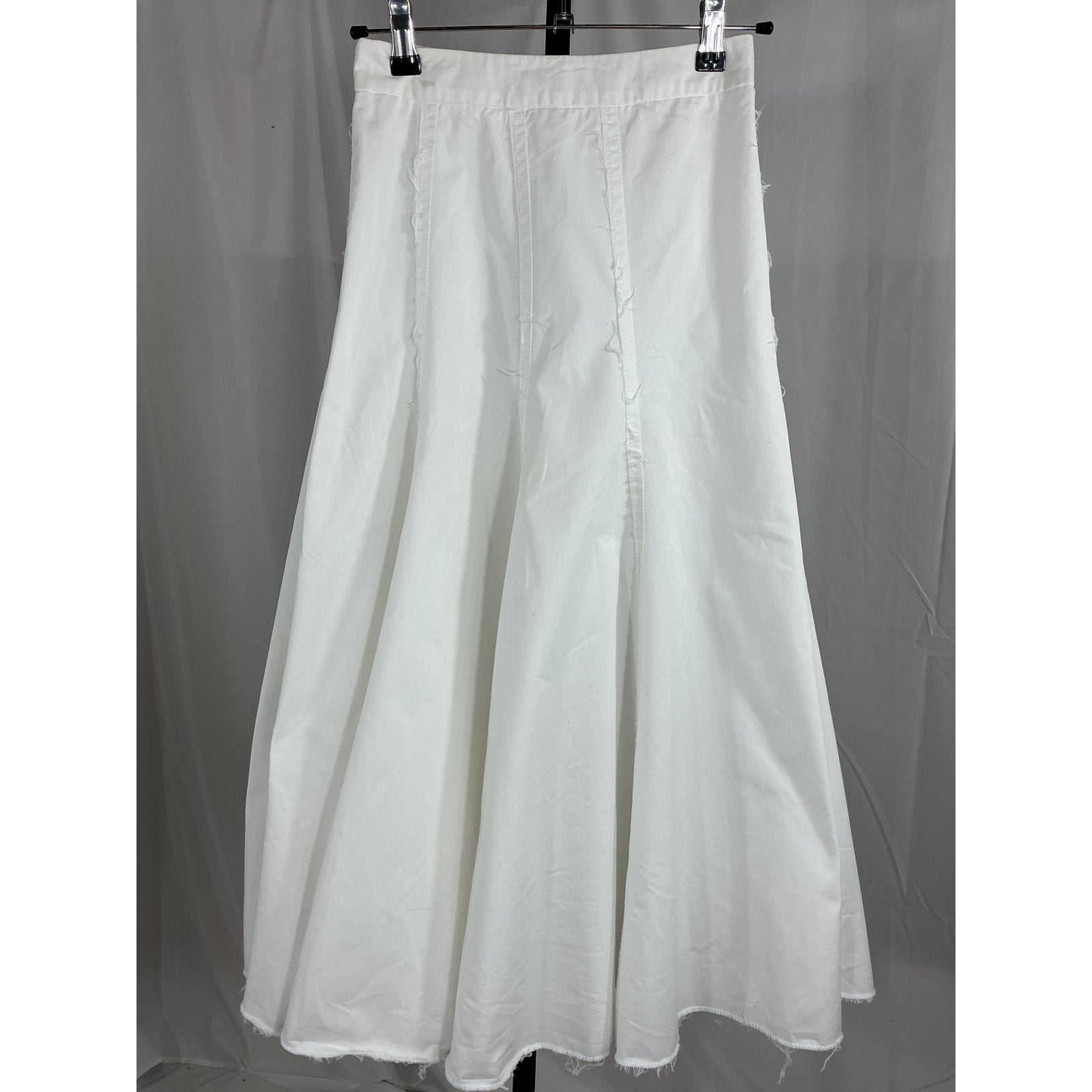 Tome 'Raw-Edge' White Trim Midi Length Skirt Size 0