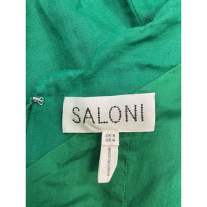 Saloni 'Halle' Green Scallop-Neck Cutout Linen Mini Dress Size 4