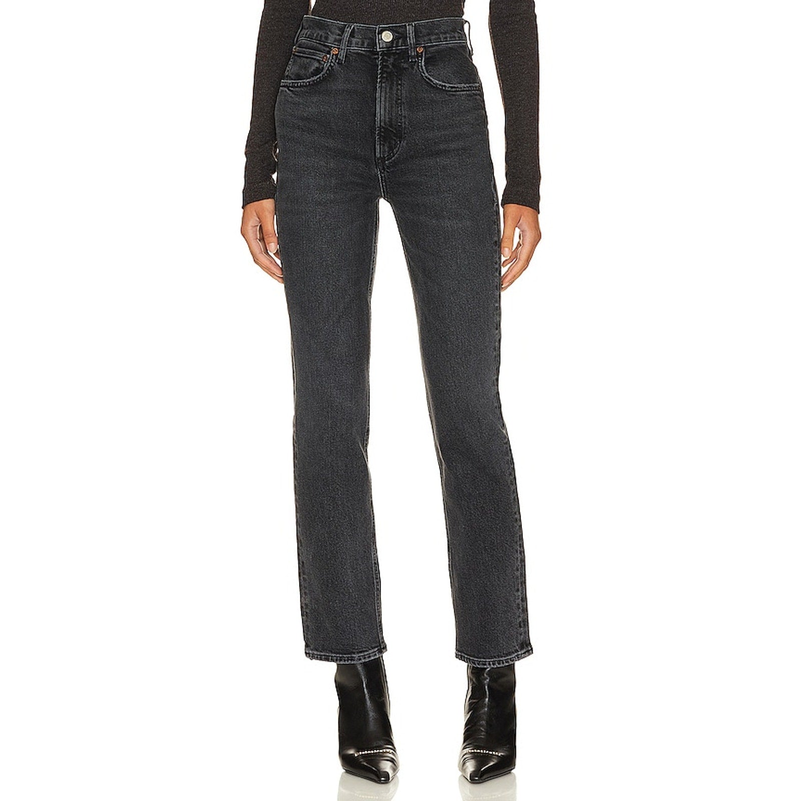 Agolde High Rise Black Stovepipe Denim Jeans Size 27