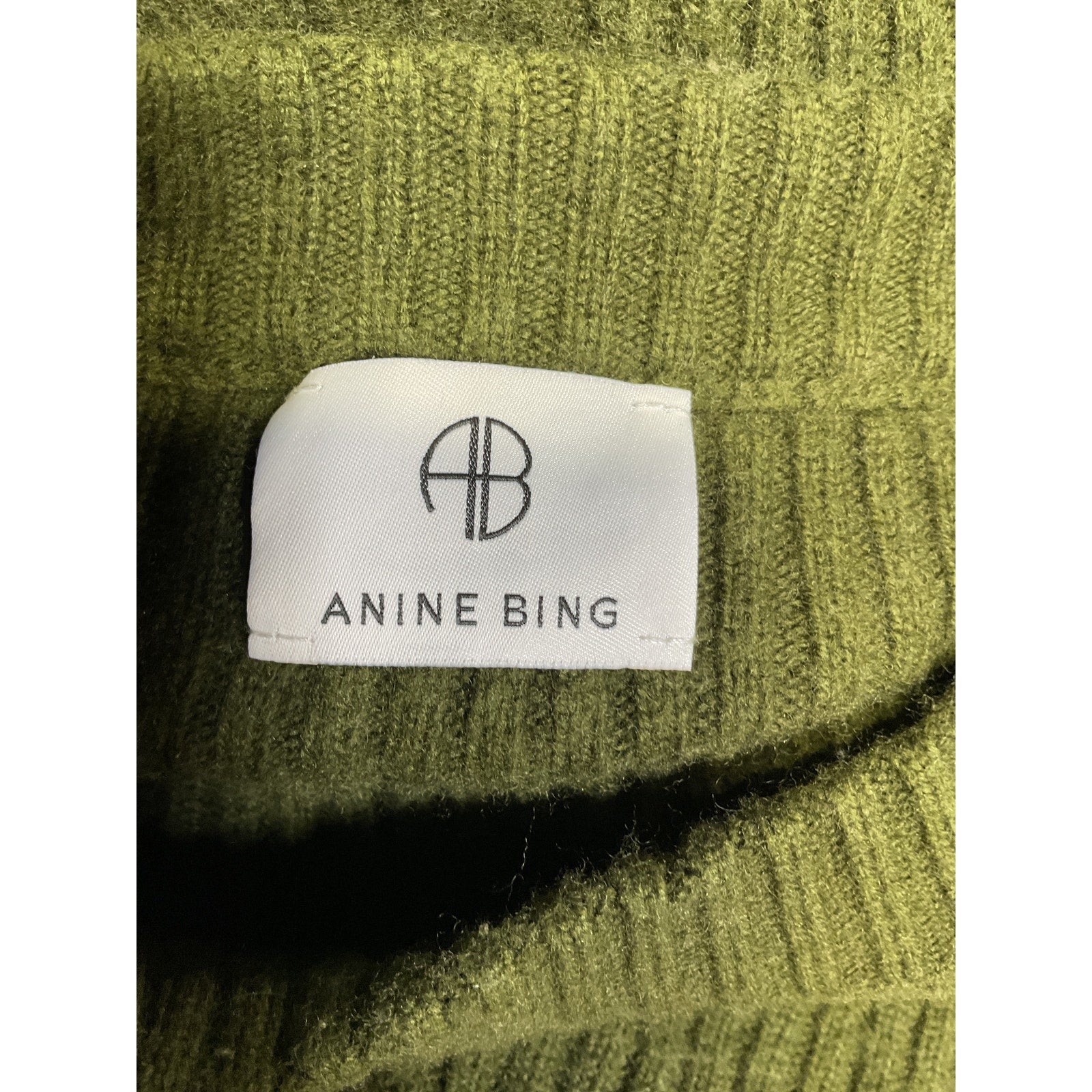 Anine Bing 'Aurora' Green Rib Knit Long Sleeve Midi Dress Size S