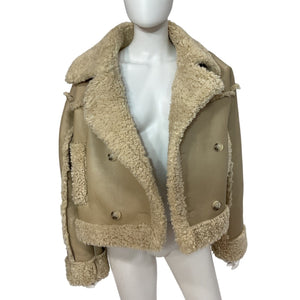 Astr The Label Faux Leather Ecru Luciana Jacket Size L